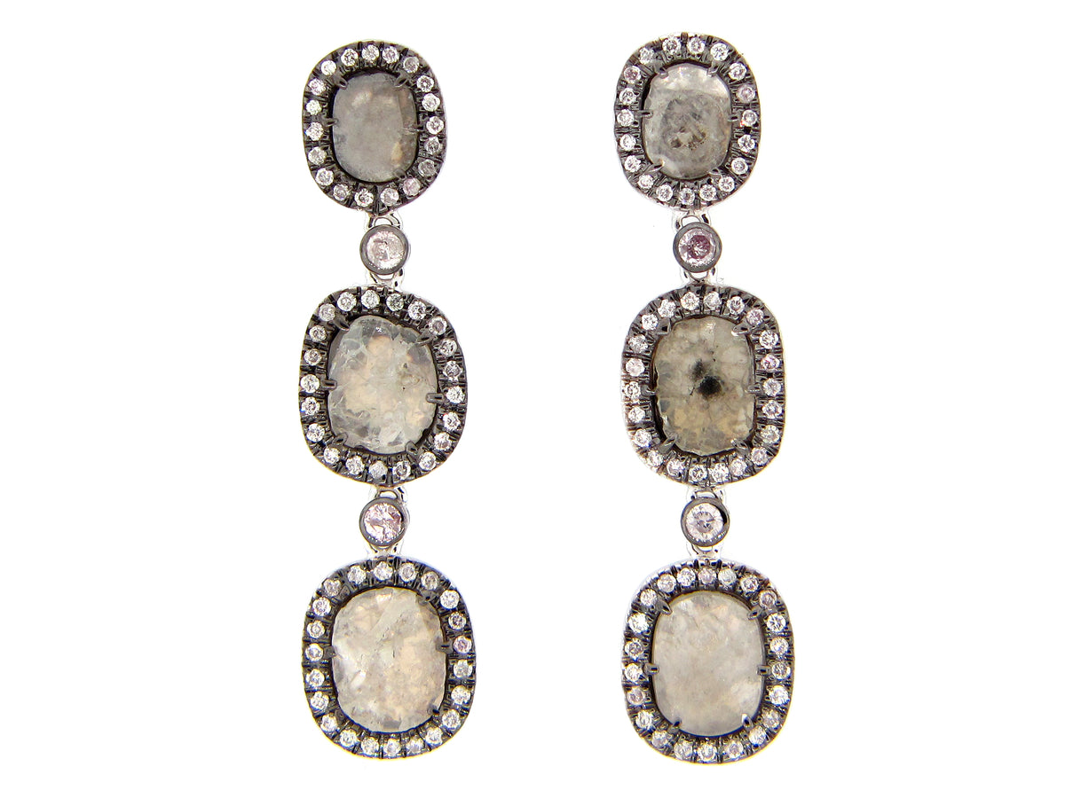 GRAY SLICE DIAMOND EARRING, 18KW (N)