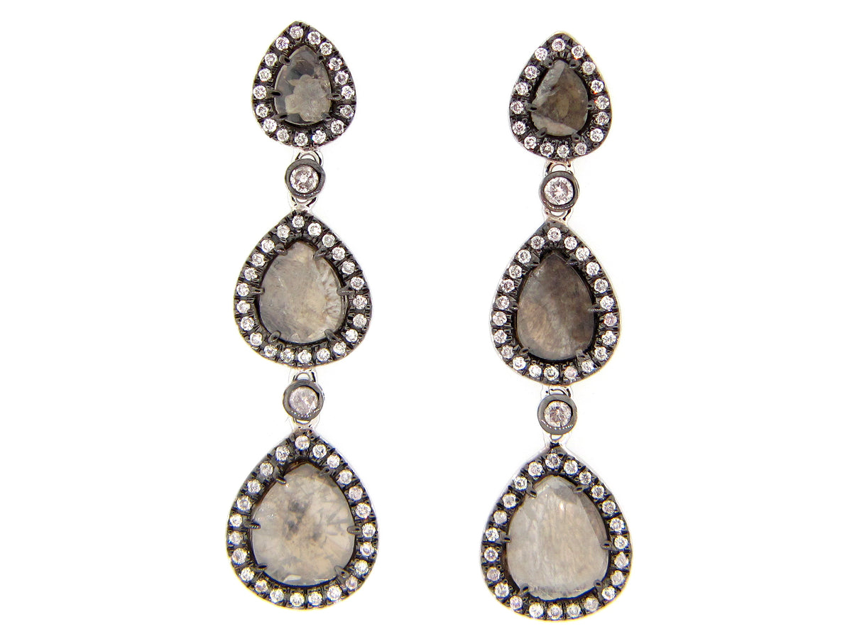 SLICE GRAY DIAMOND EARRING, 18KW (N)