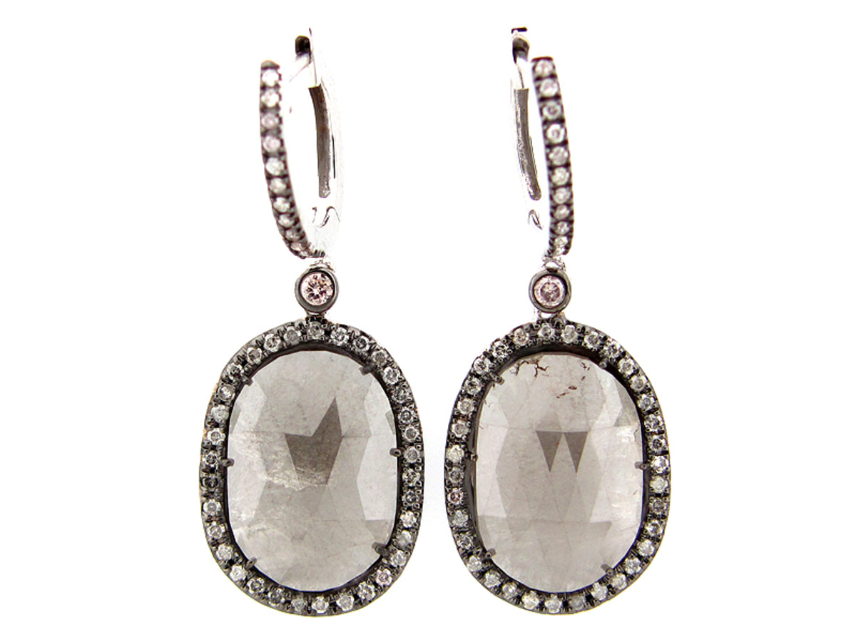 ROSE CUT SLICE GREY DIAMOND EARRING
