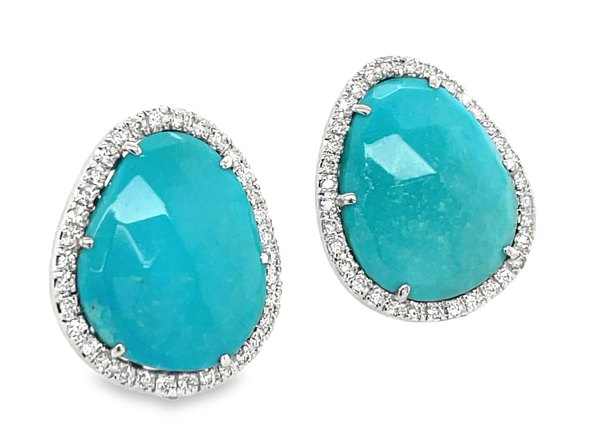 TURQUOISE & DIAMOND HALO STUD EARRING