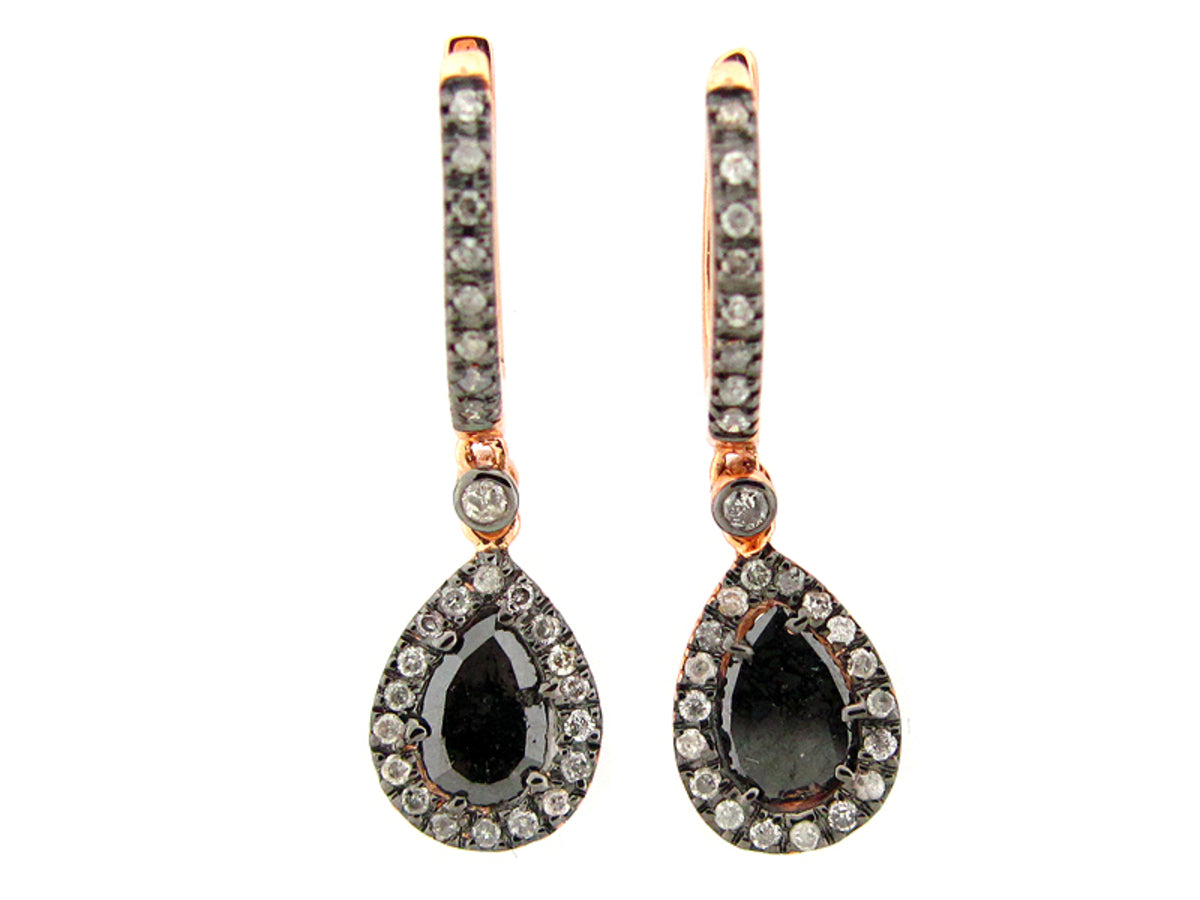 ROSE CUT SLICE BROWN DIAMOND EARRING, 18KR (N)