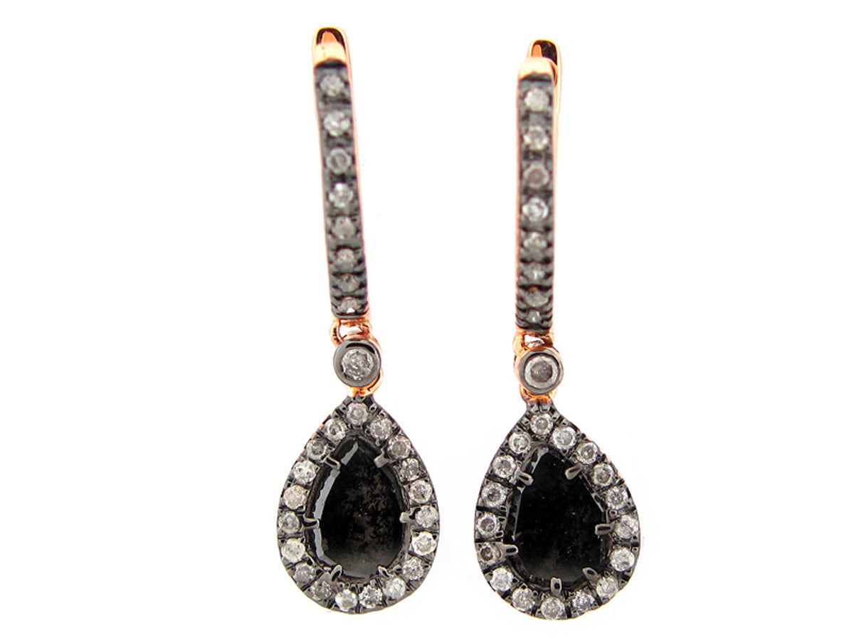 ROSE CUT SLICE BROWN DIAMOND EARRING, 18KR (N)