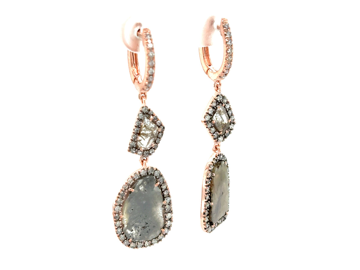 Rose Cut Slice Brown Diamond Earring