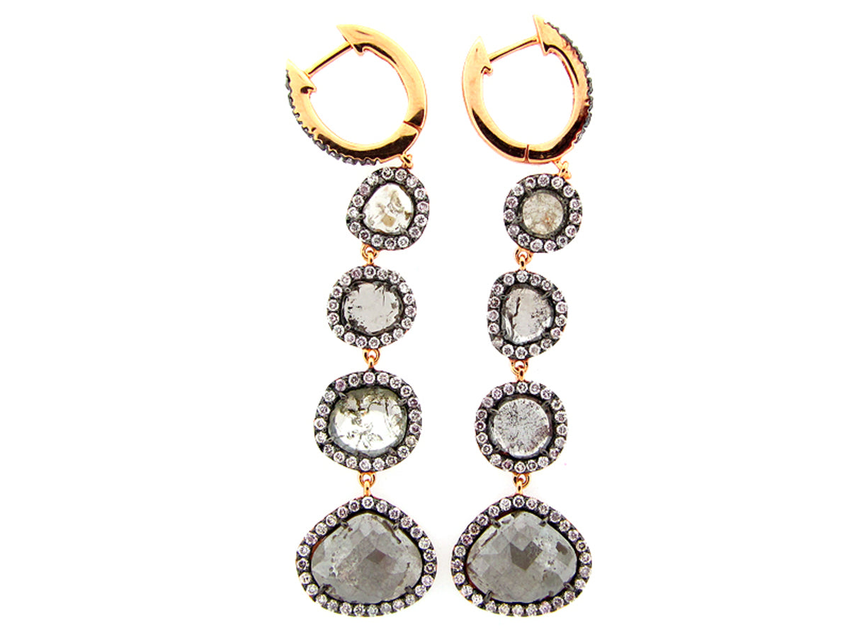 ROSE ROUGH CUT BROWN DIAMOND EARRING 18KR (N)