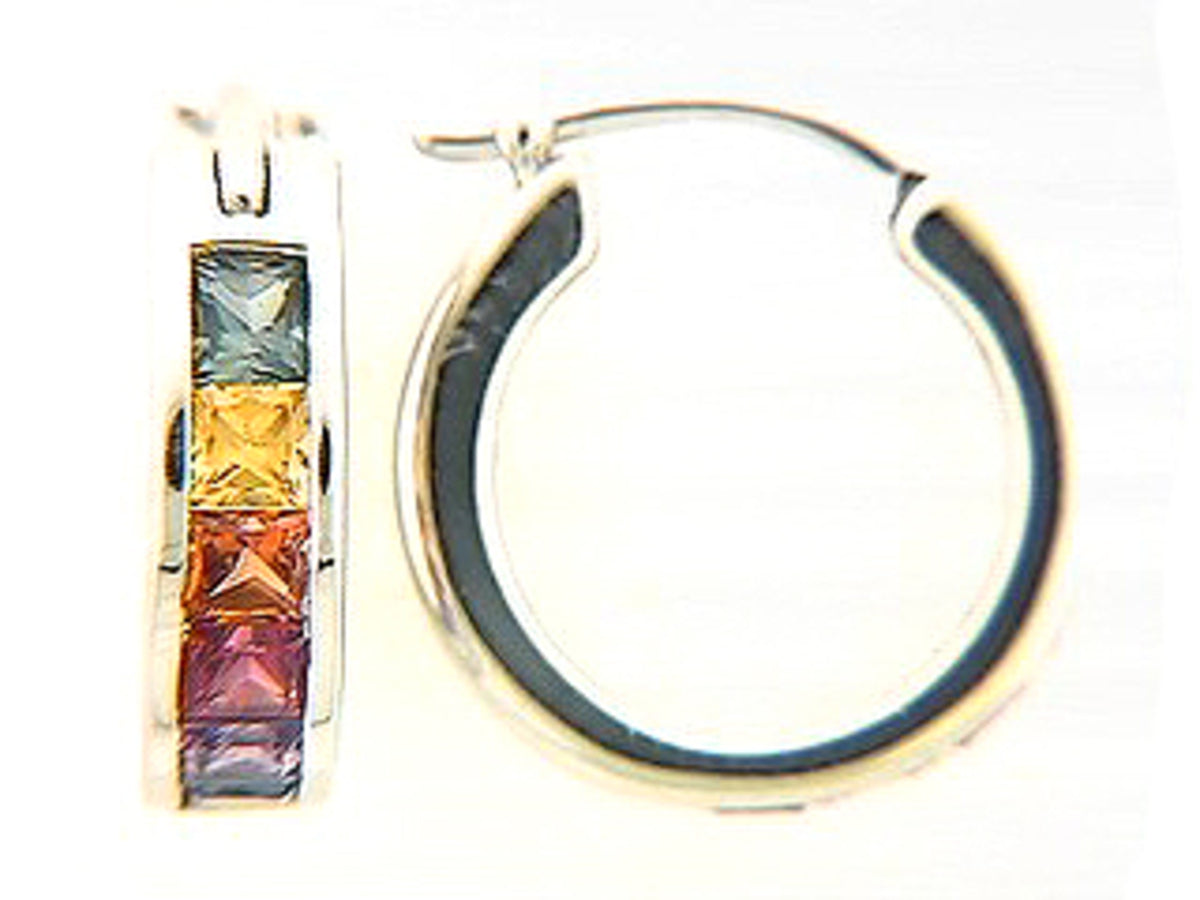 RAINBOW SAPPHIRE EARRING, 18KW (H/U)