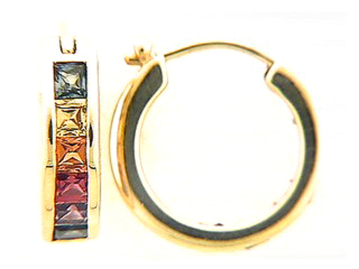 RAINBOW SAPPHIRE EARRING, 18KY (H/U)