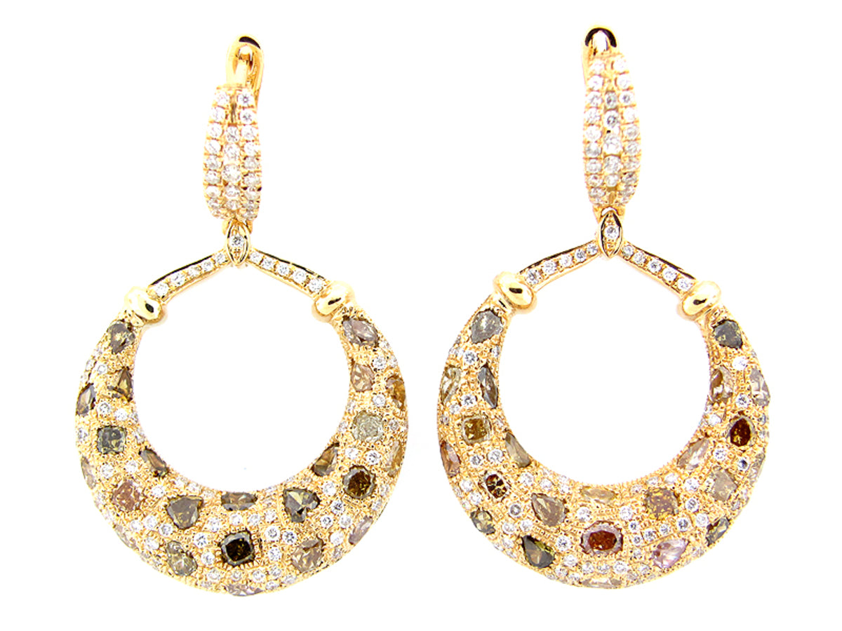 FANCY COLOR DIAMOND EARRING, 18KY (N)