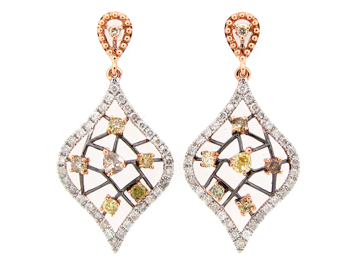 FANCY COLOR DIAMOND EARRING, 18KR (N)