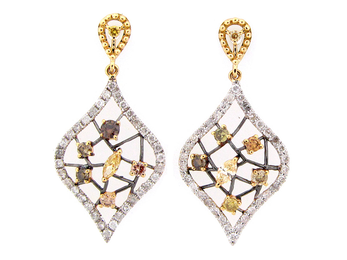 FANCY COLOR DIAMOND EARRING, 18KY (N)