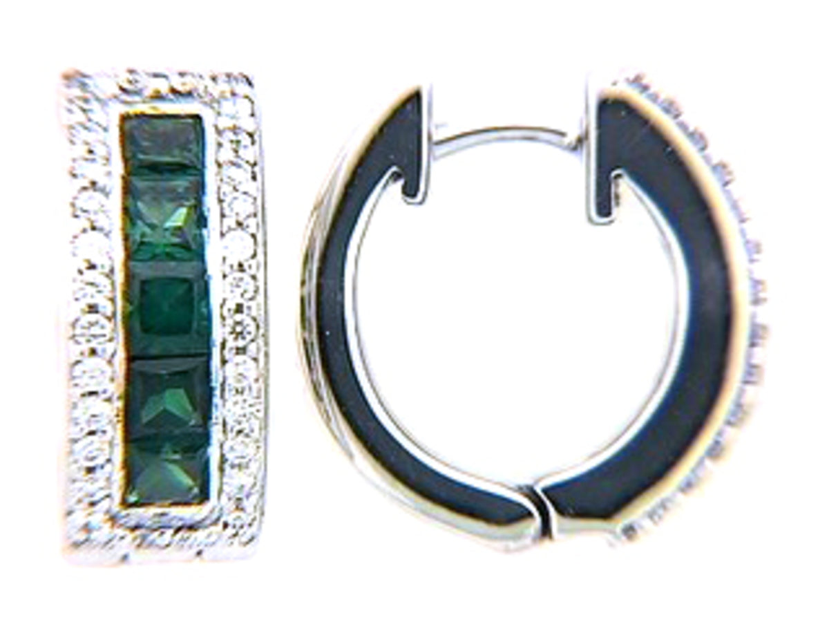 TSAVORITE & DIAMOND EARRING, 14KW (N)