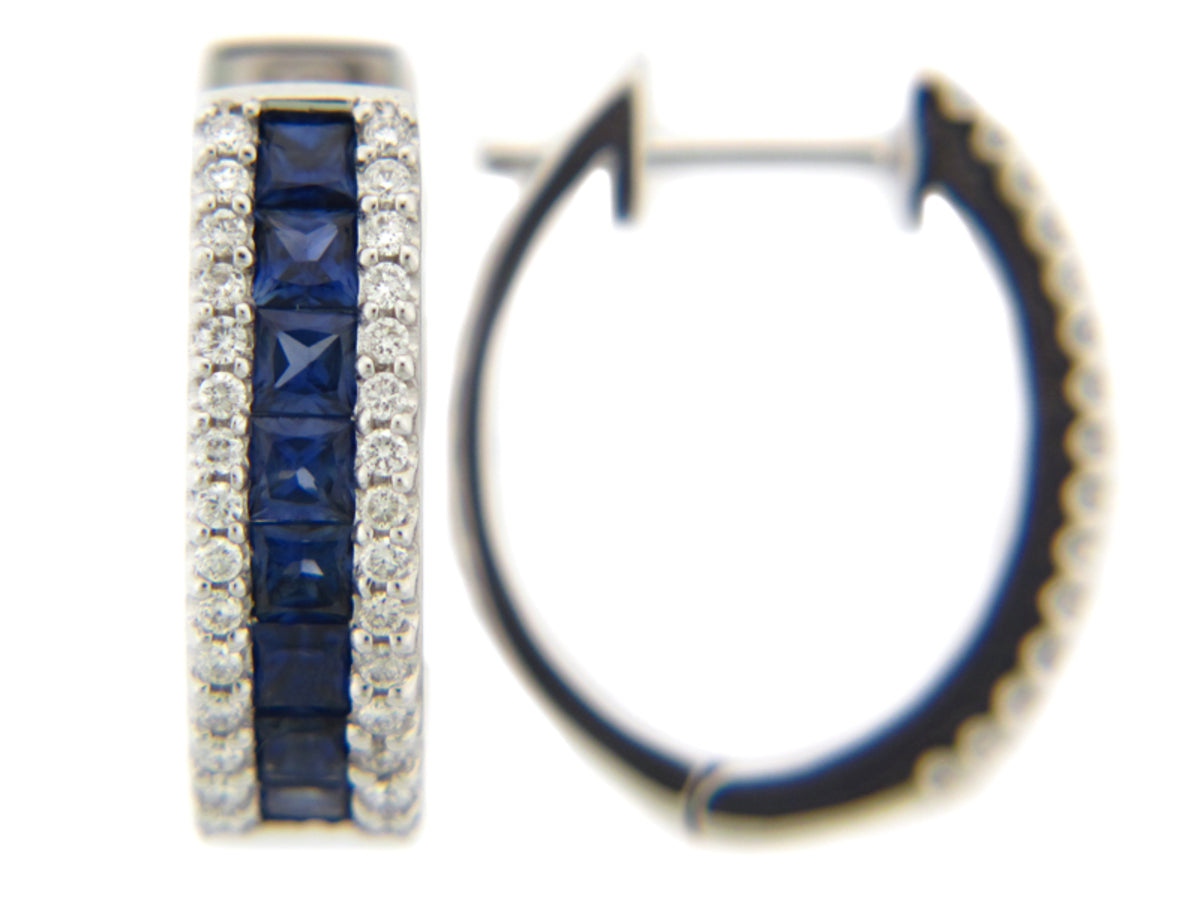 SAPPHIRE & DIAMOND EARRING, 14KW (H)