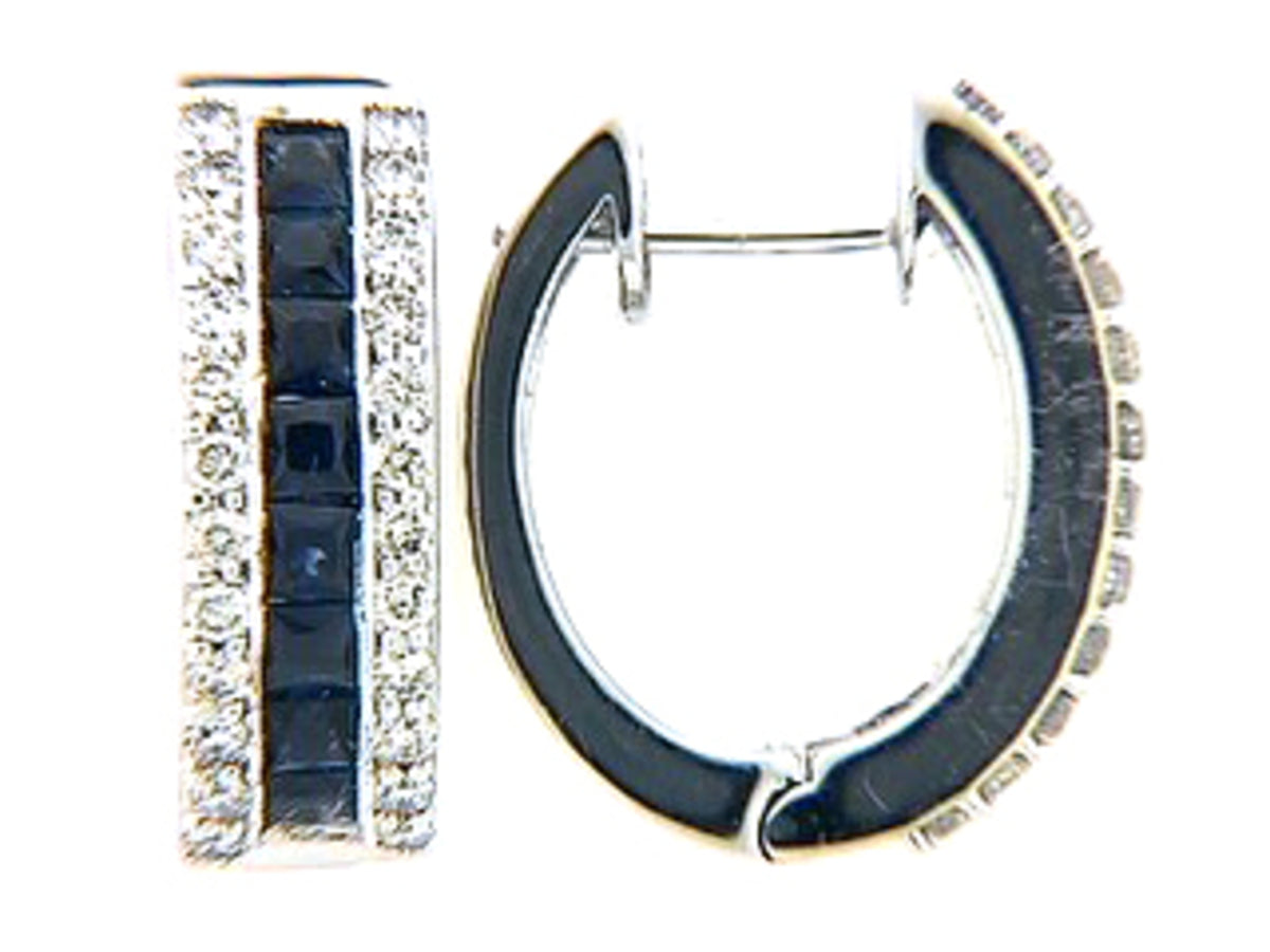 SAPPHIRE & DIAMOND EARRING, 18KW (H)