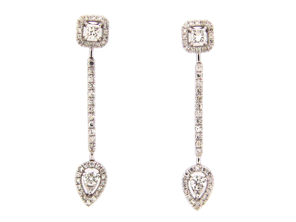 DIAMOND DANGLE EARRING, 14KW (N)