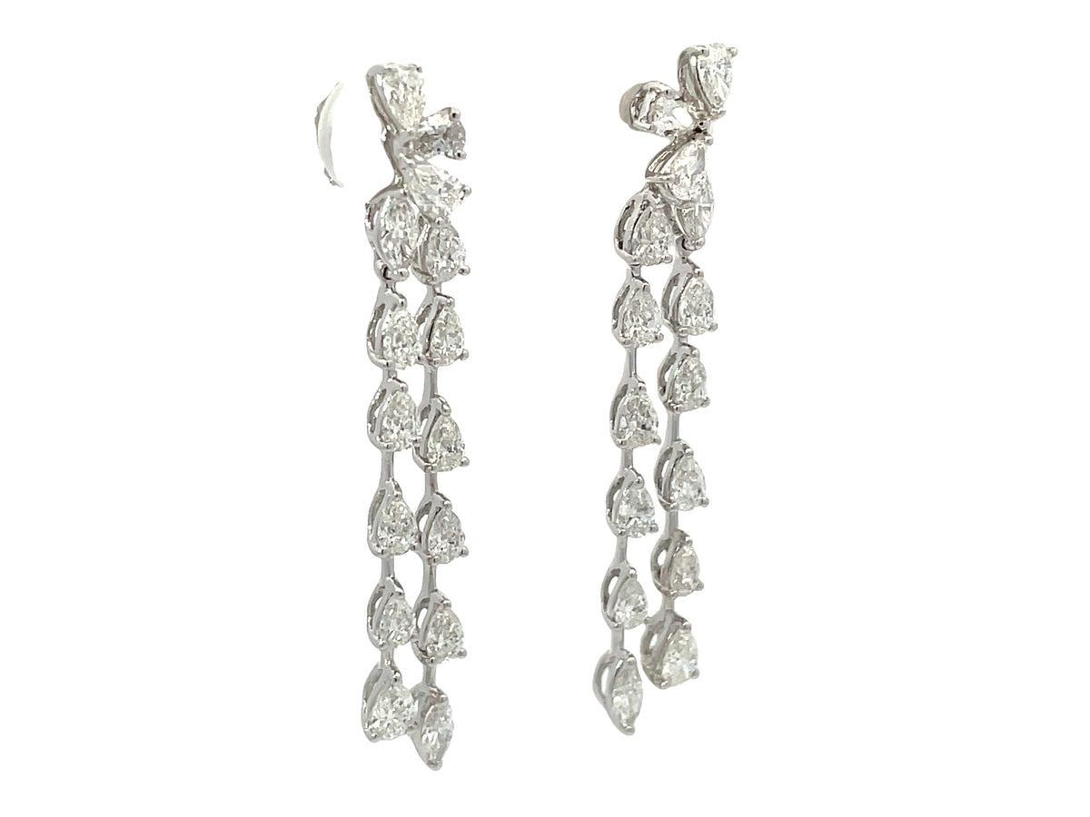 DIAMOND 2 STRAND DANGLE EARRING, 44MM