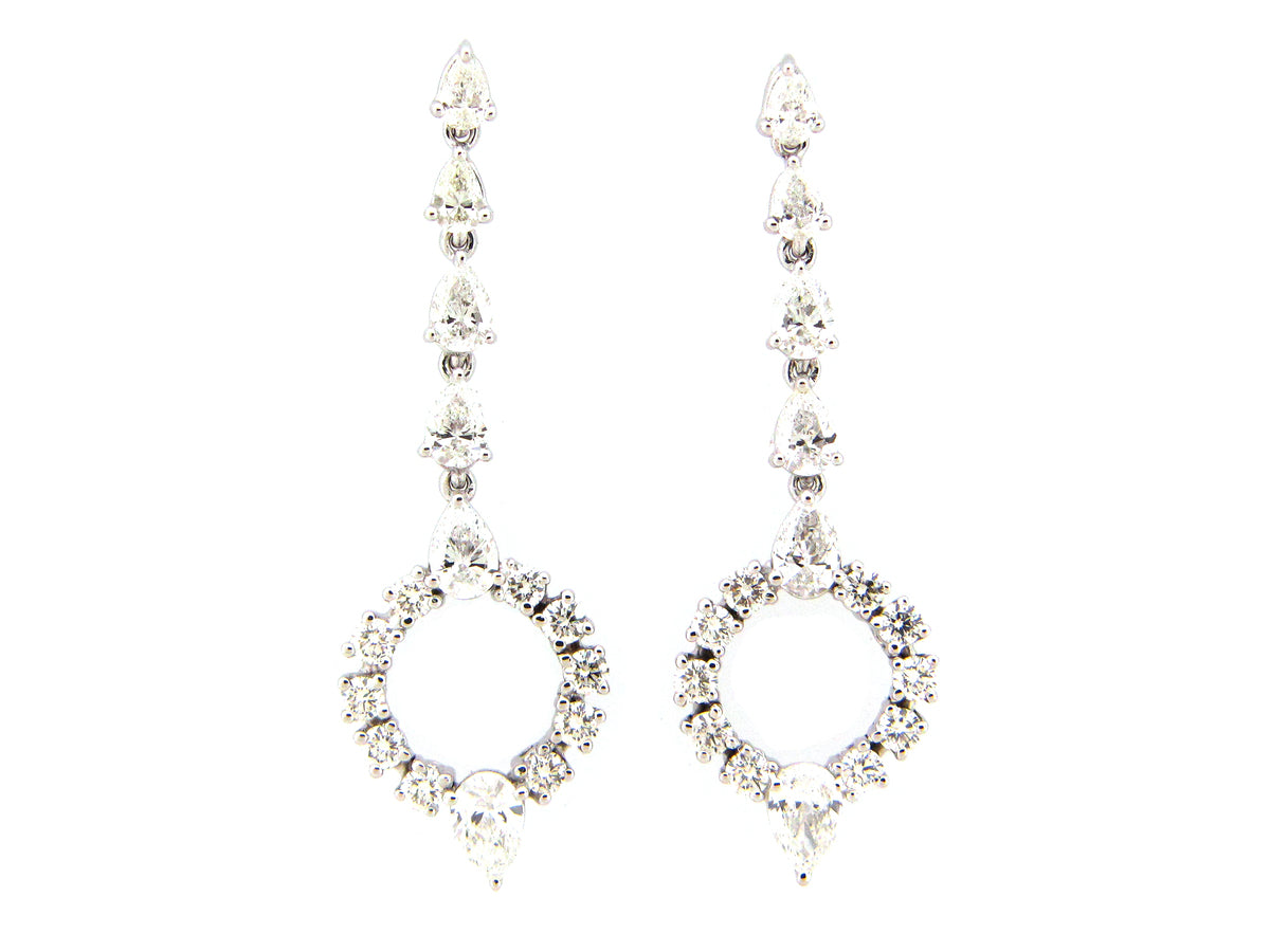 DIAMOND CIRCLE DANGLE EARRING, 18KW (N)