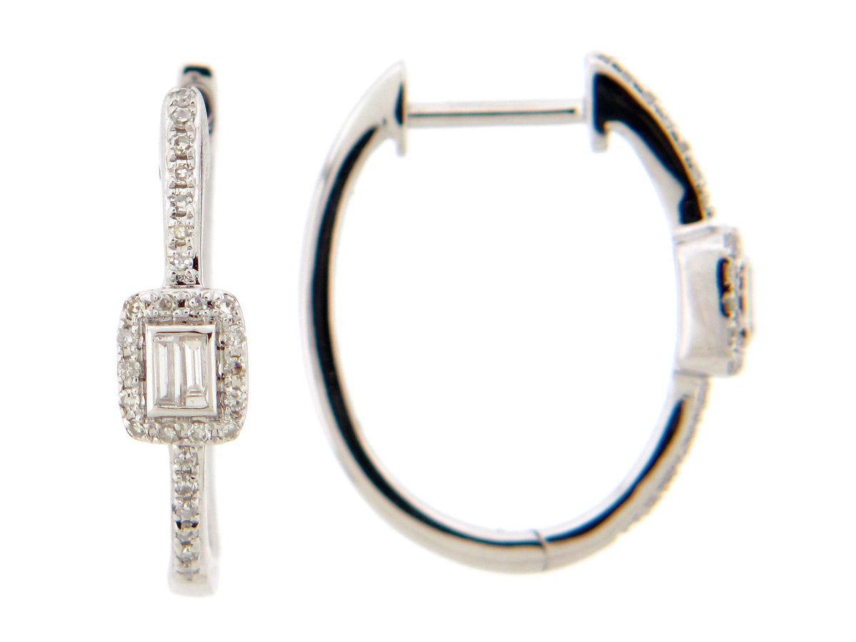 DIAMOND BAGUETTE EARRING, 14KW (N)