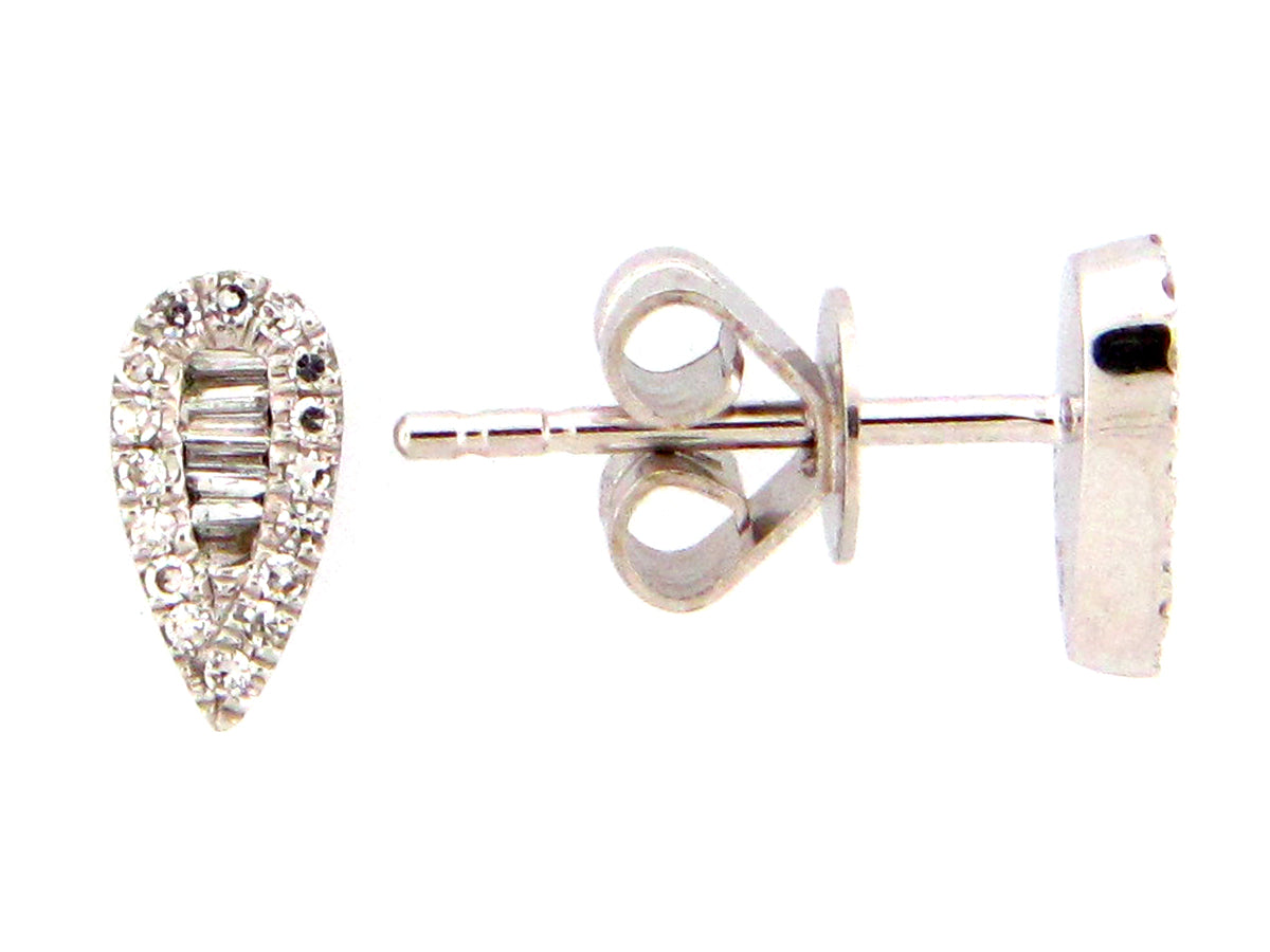 DIAMOND PEAR STUD EARRING, 14KW (N)