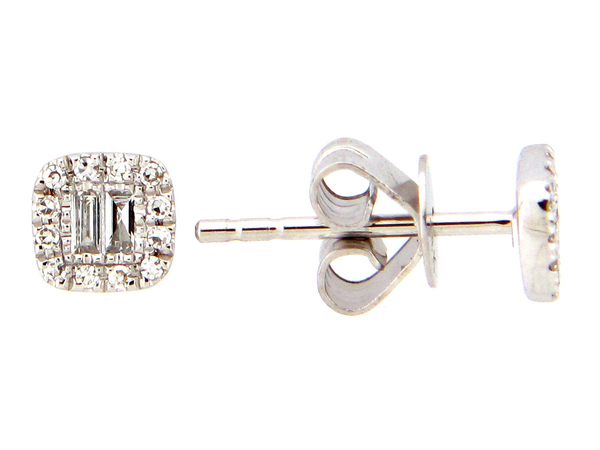 DIAMOND CUSHION STUD EARRING, 14KW (N)