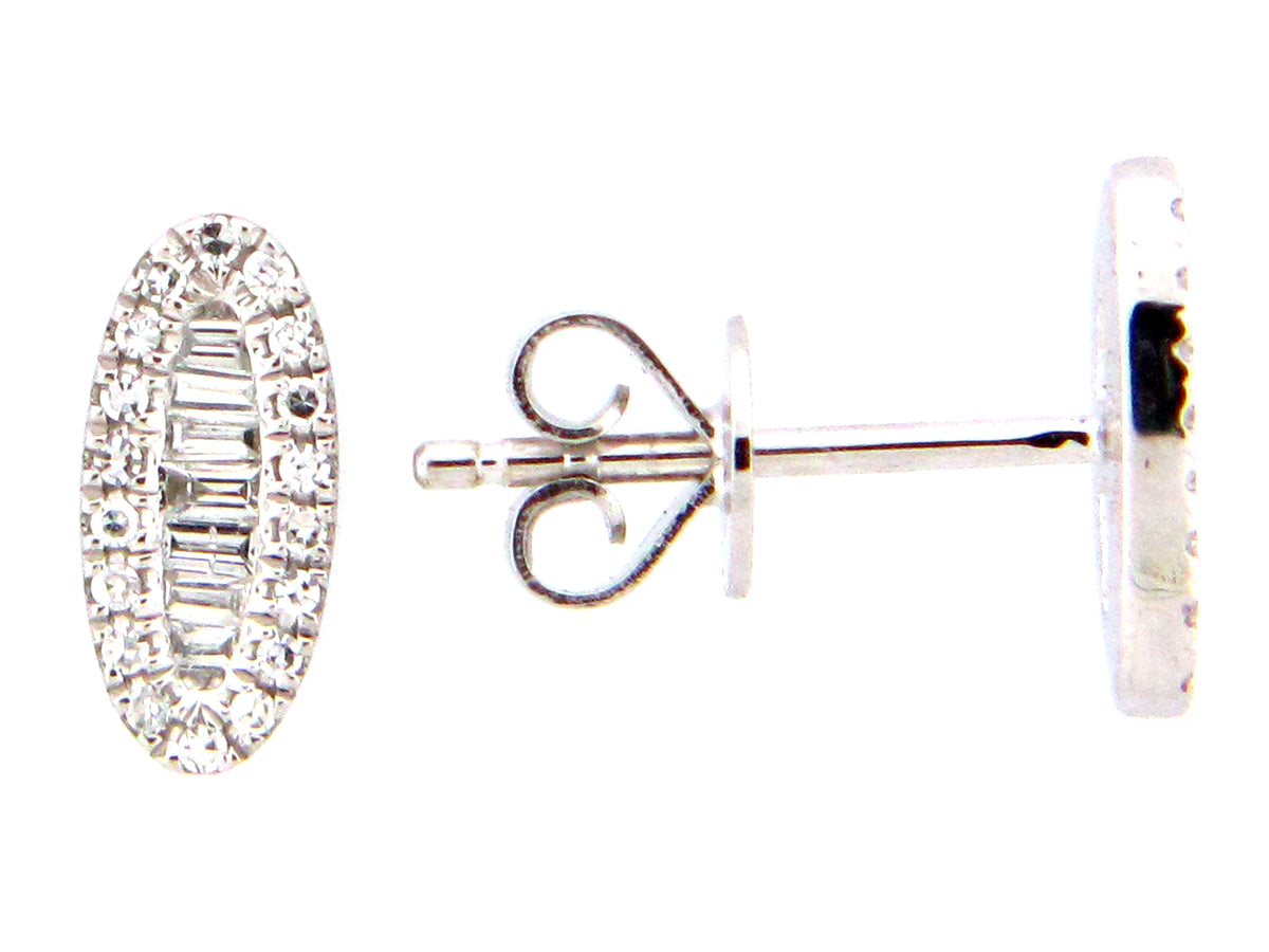 DIAMOND OVAL STUD EARRING, 14KW (N)