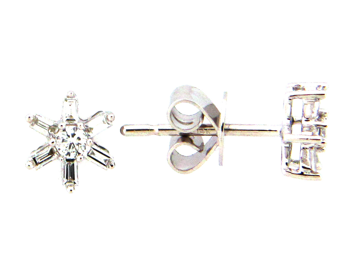DIAMOND BAGUETTE STAR STUD EARRING, 14KW (N)
