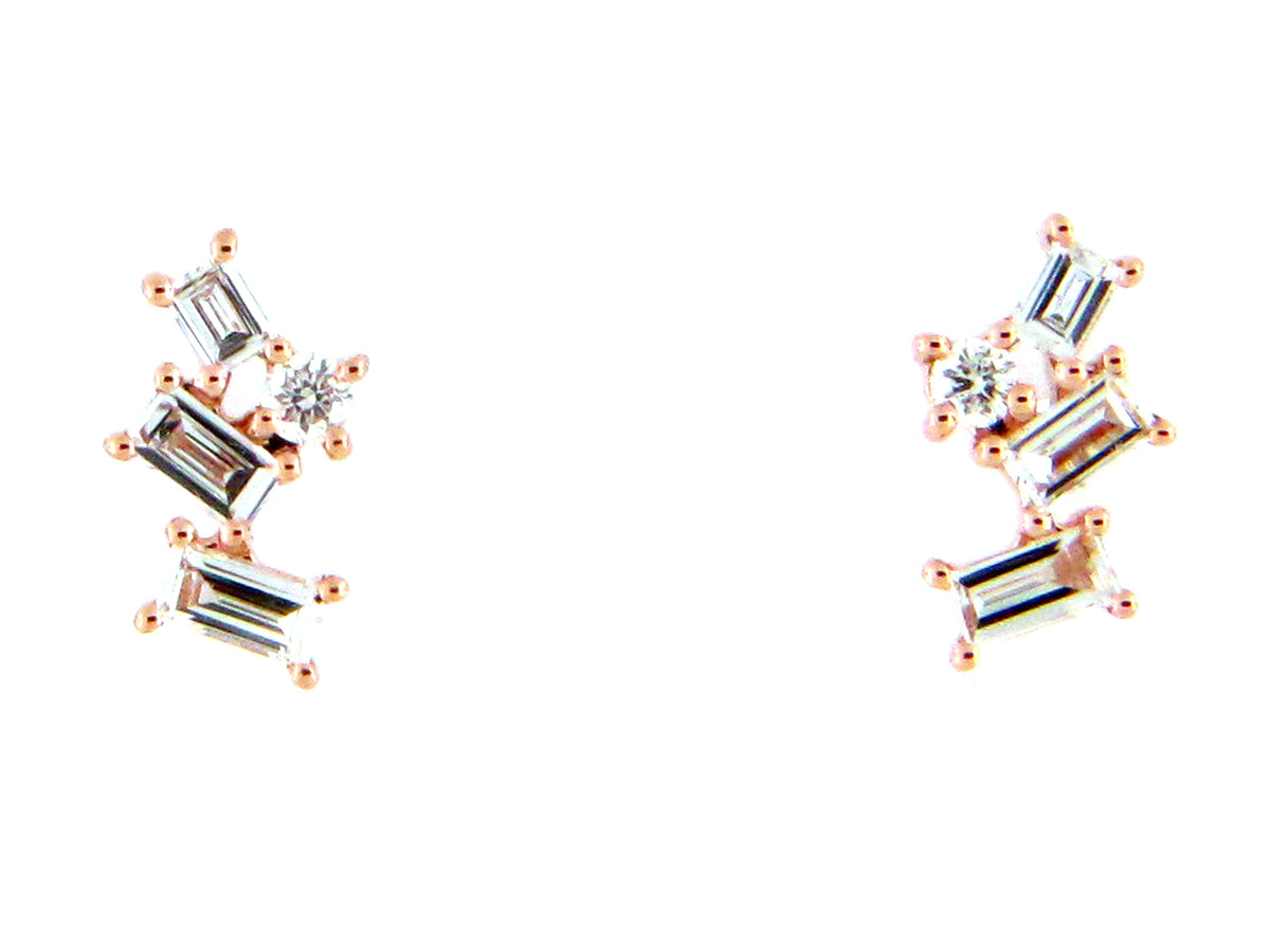 DIAMOND BAGUETTE PIVOTING STUD EARRING