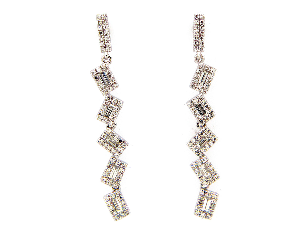 PIVOTING DIAMOND DANGLE EARRING, 14KW (N)