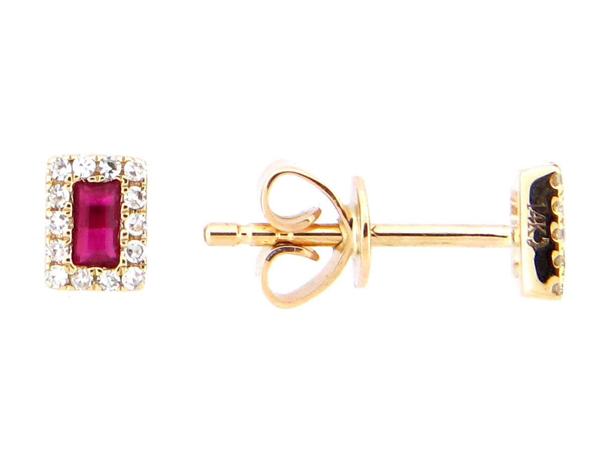 RUBY & DIAMOND EARRING, 14KY (H)