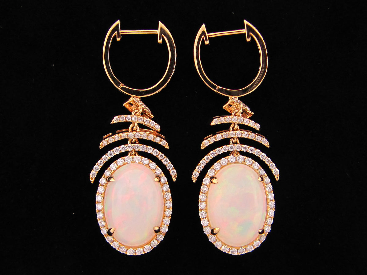 OPAL & DIAMOND EARRING, 18KY (O)