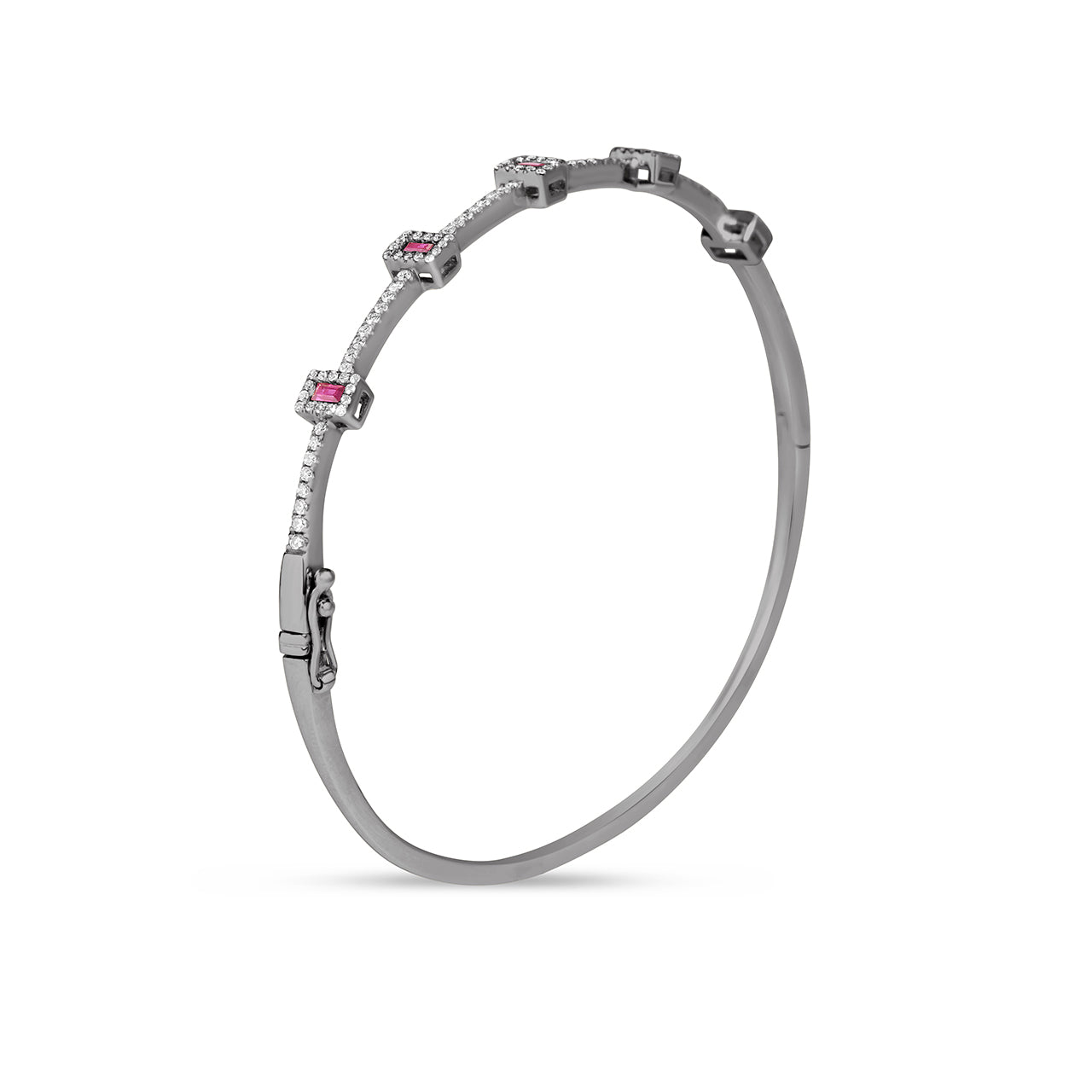 Ruby & Diamond Baguette Station Bangle