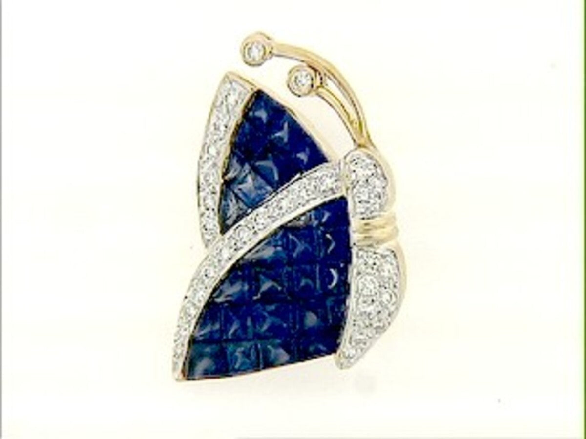 SAPPHIRE & DIAMOND BROACH, 18KW (H), C=3.39