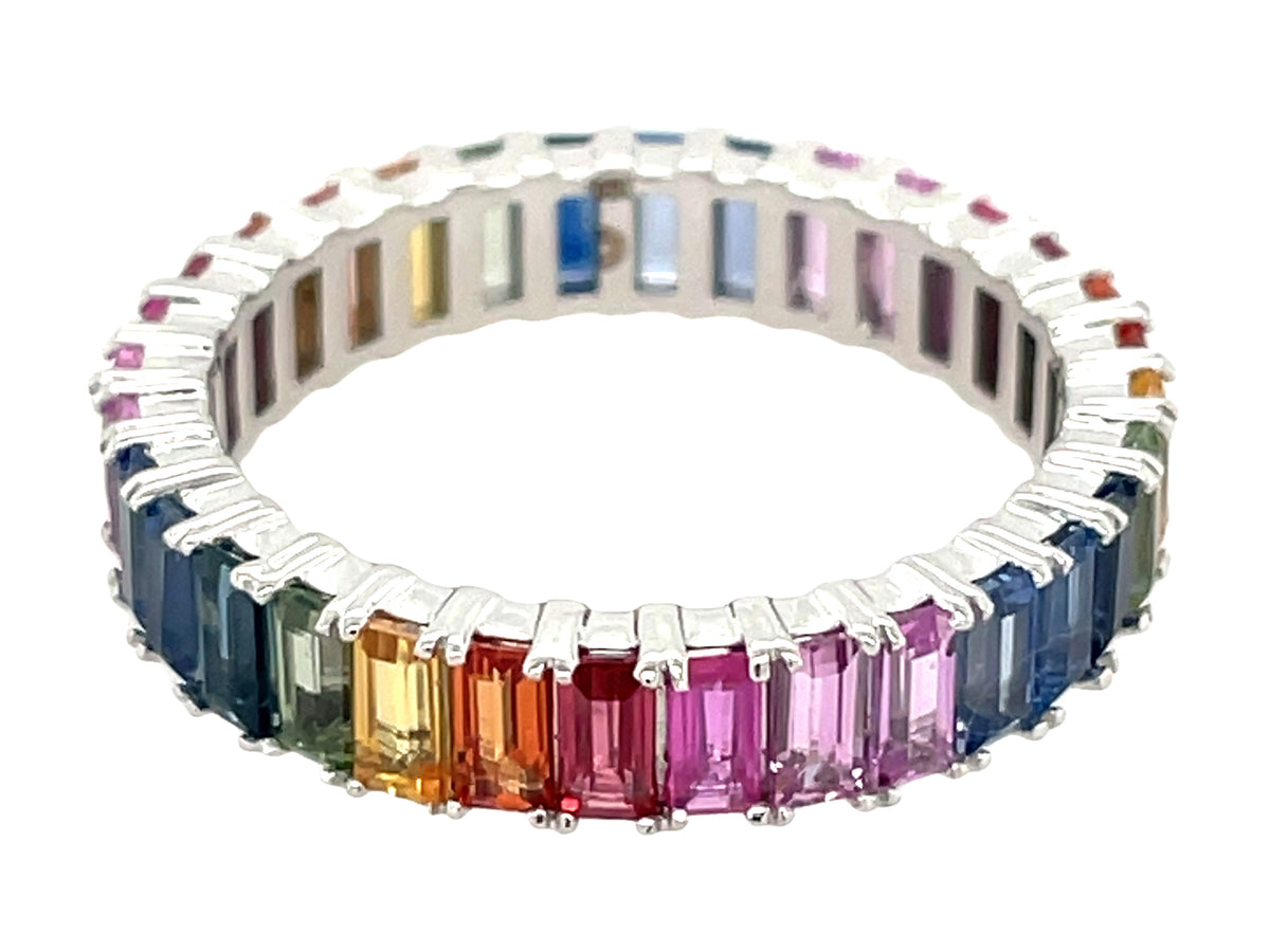 RAINBOW SAPPHIRE BAGUETTE ETERNITY RING