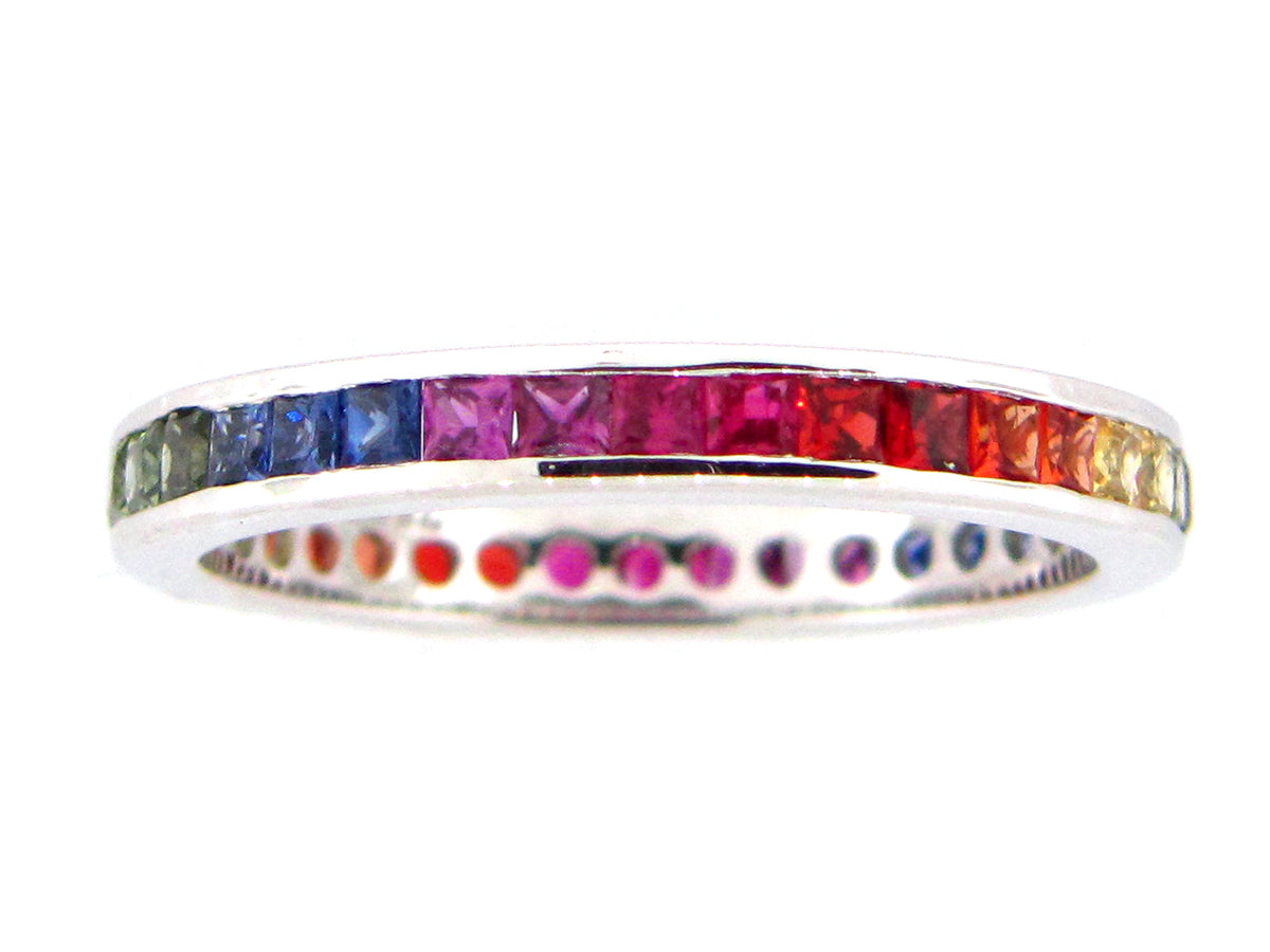 RAINBOW SAPPHIRE RING, 18KW (H/U)