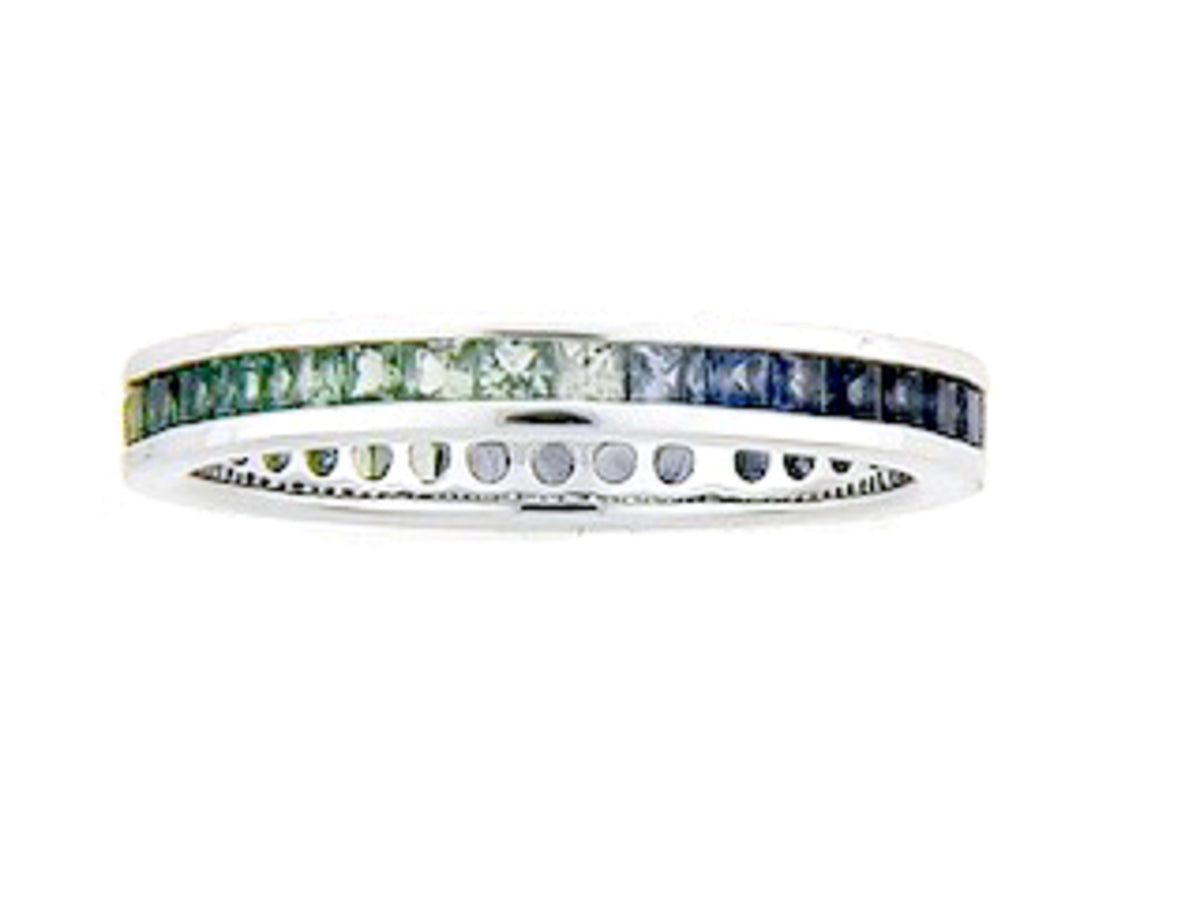 Sapphire Tsavorite Eternity Ring ,18kw (H)