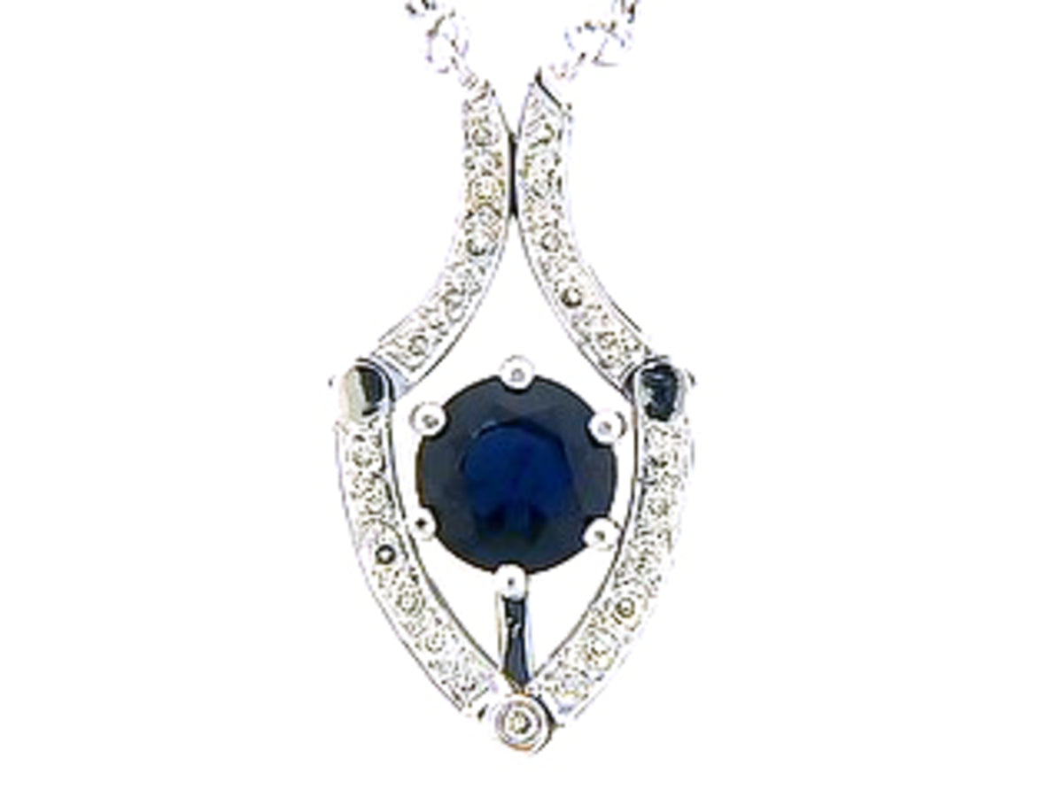 SAPPHIRE & DIAMOND PENDANT, 14KW (H), C=1.75