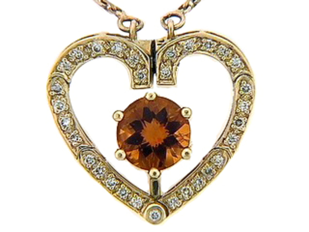 CHB CITRINE & DIAMOND NECKLACE, 14KY (H), C=1.10