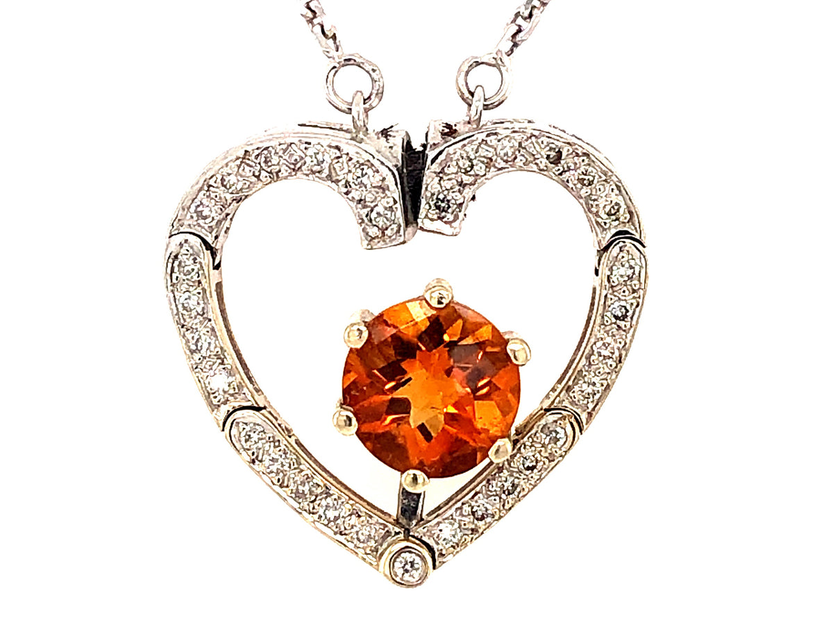 CHB CITRINE & DIAMOND HEART CONVERTIBLE NECKLACE
