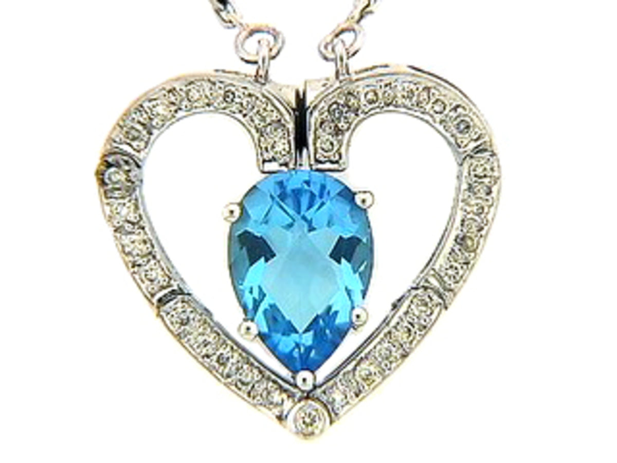 CHB SWISS BLUE TOPAZ & DIAMOND NECKLACE, 14KW (R), C=2.10