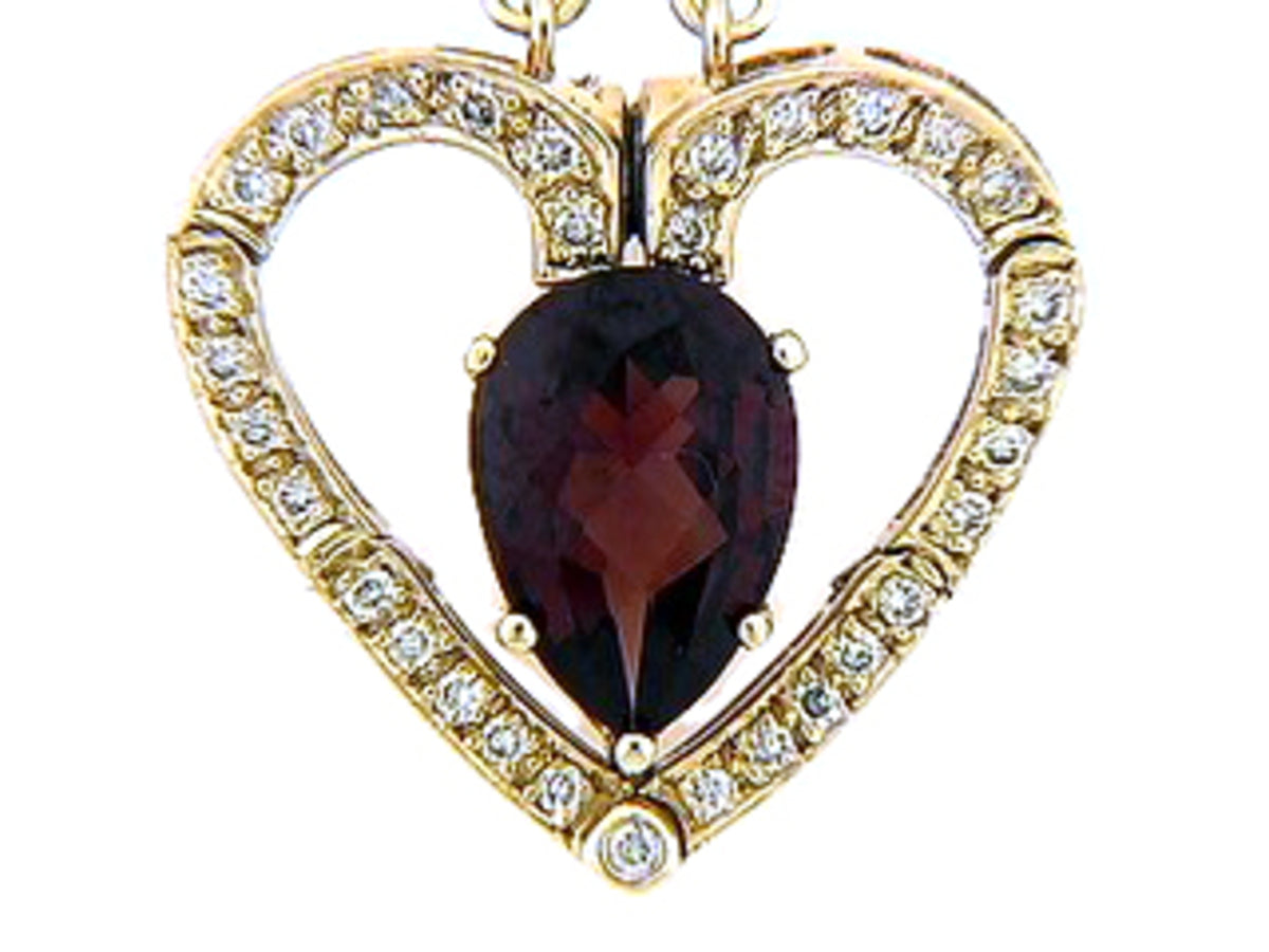 CHB GARNET & DIAMOND NECKLACE, 14KY (N), C=2.30