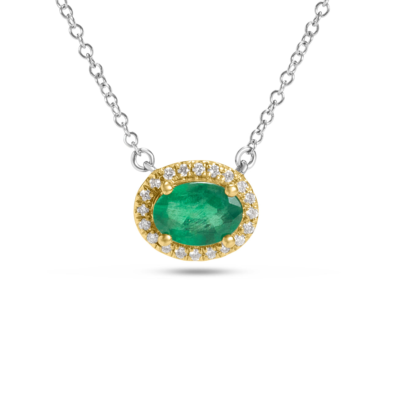 Emerald & Diamond Oval East-West Necklace