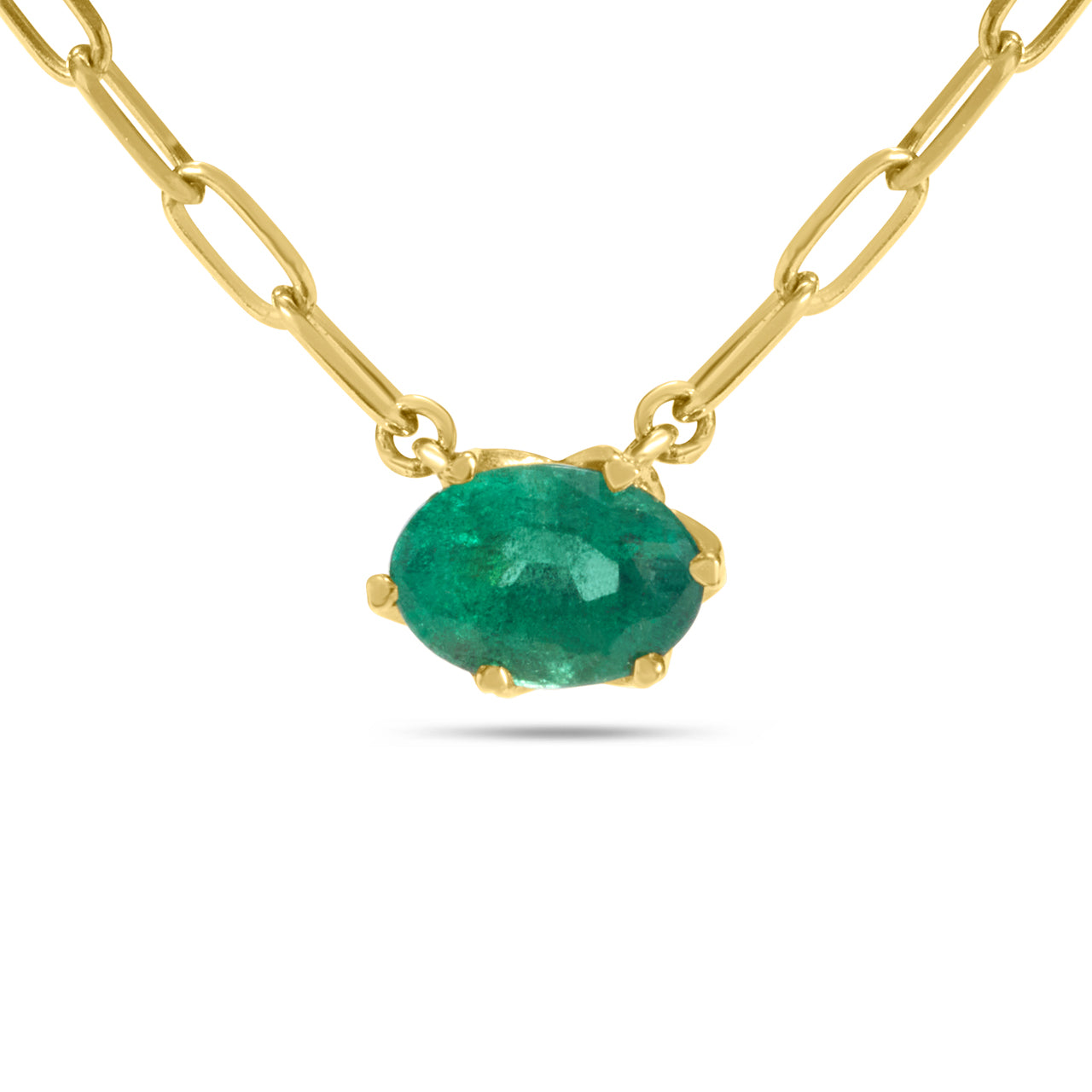 Emerald Oval East-West Claw Necklace
