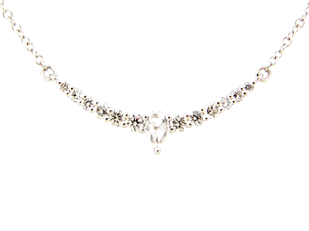 DIAMOND CURVED BAR PENDANT NECKLACE