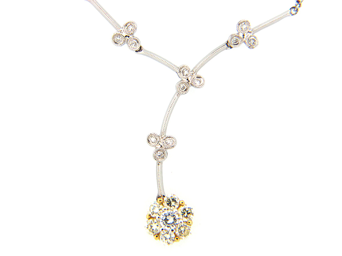 YELLOW DIAMOND & DIAMOND NECKLACE, 18KT (N)