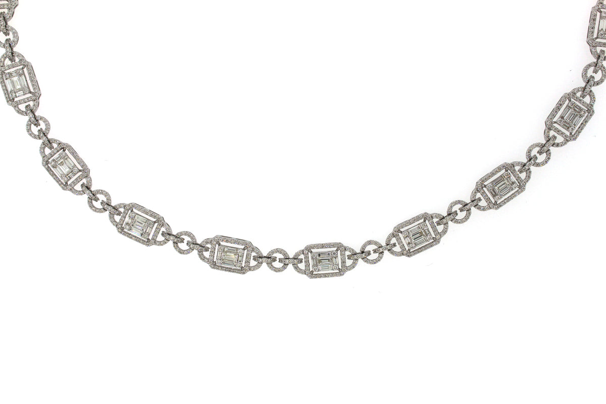 DIAMOND NECKLACE, 17", 18KW (N)