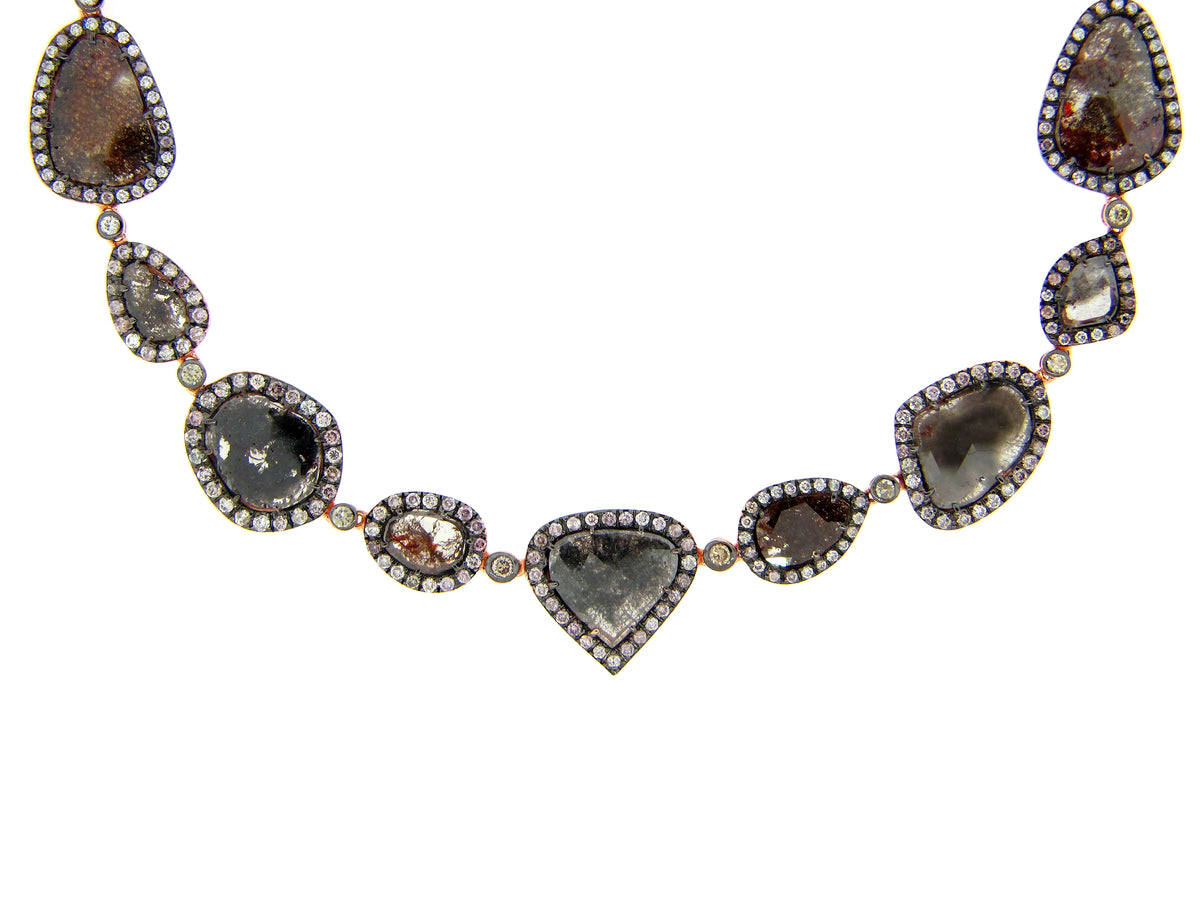 ROSE CUT SLICE BROWN DIAMOND NECKLACE, 18KR (N)