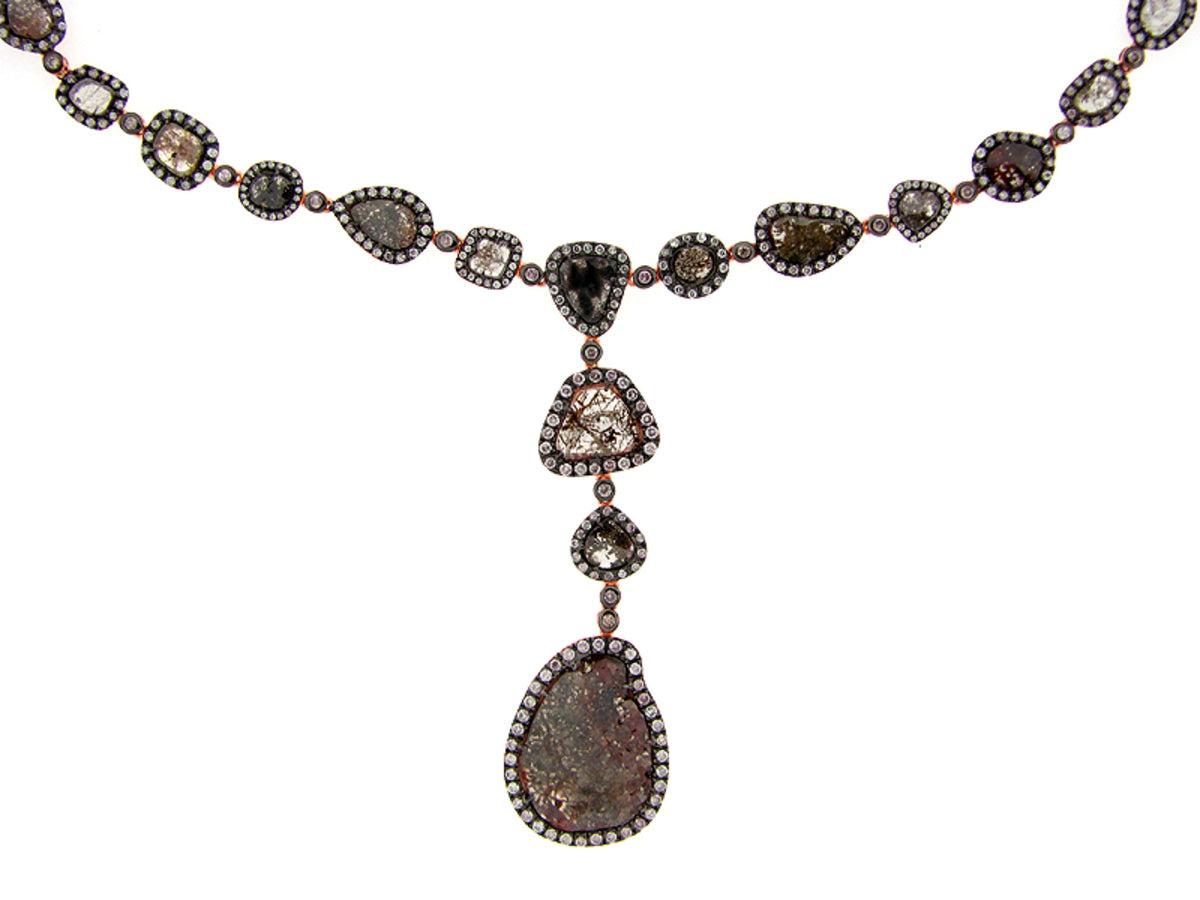 ROSE CUT SLICE BROWN DIAMOND NECKLACE, 18KR (N)