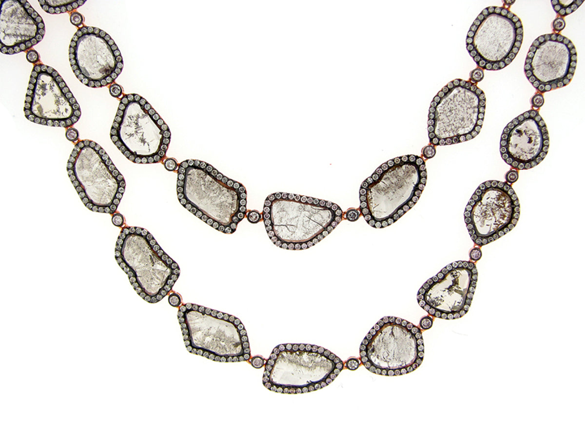ROUGH DIAMOND SLICE NECKLACE, 18KR (N)