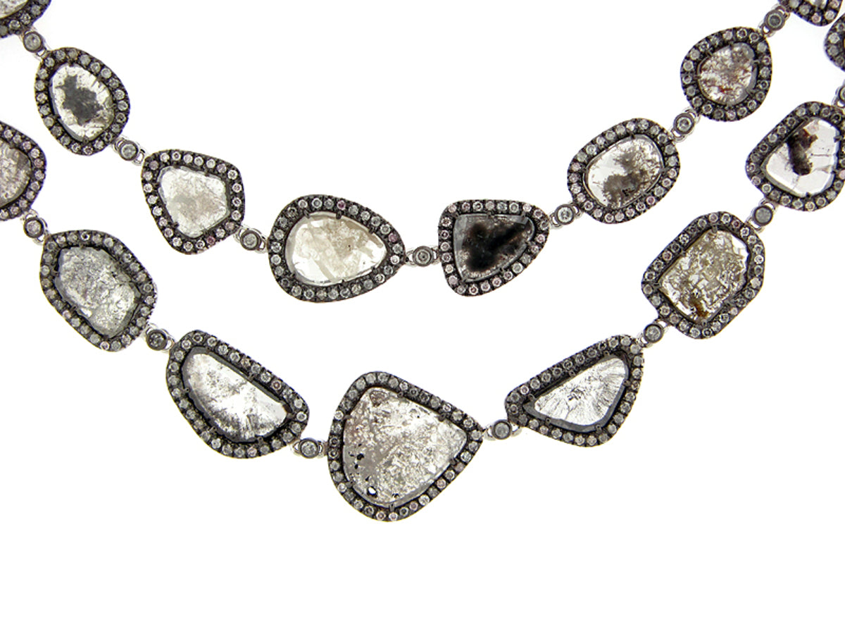 ROSE CUT SLICE GREY DIAMOND NECKLACE, 18KW (N)
