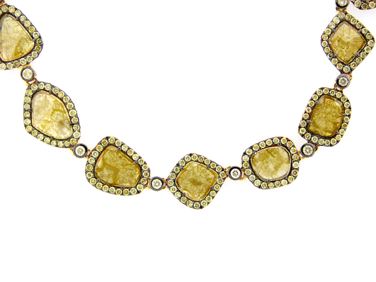 ROSE ROUGH CUT YELLOW DIAMOND NECKLACE