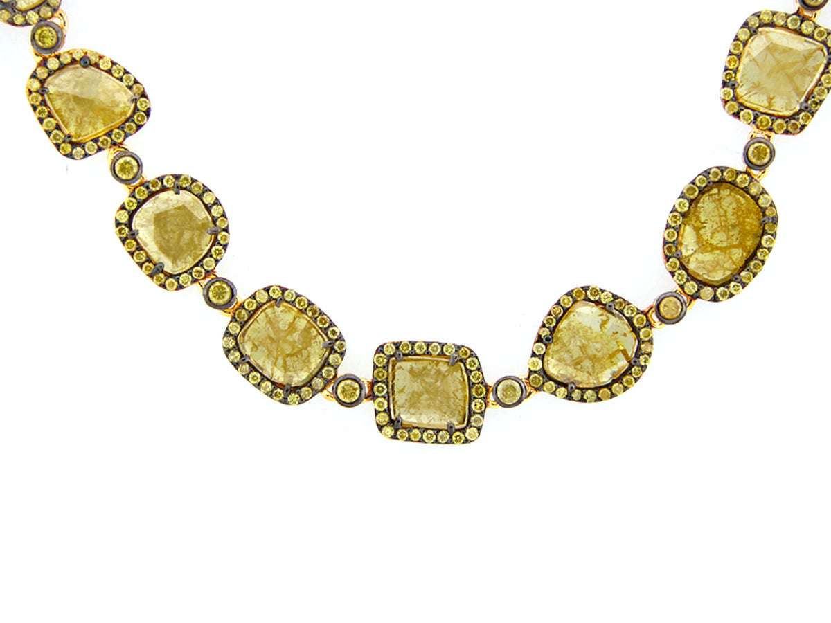 ROSE ROUGH CUT YELLOW DIAMOND NECKLACE, 18KY (N)