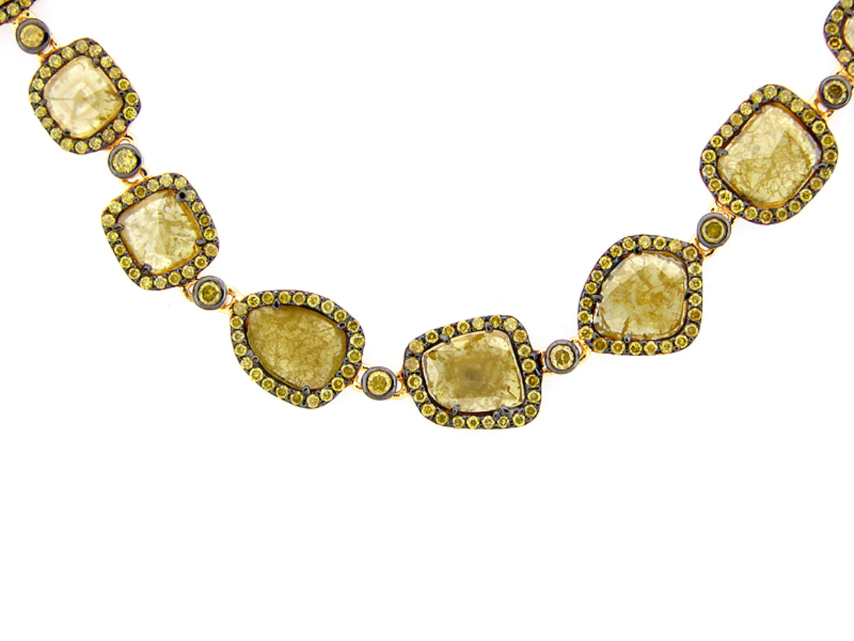 ROSE CUT SLICE YELLOW DIAMOND NECKLACE, 18KY (N)